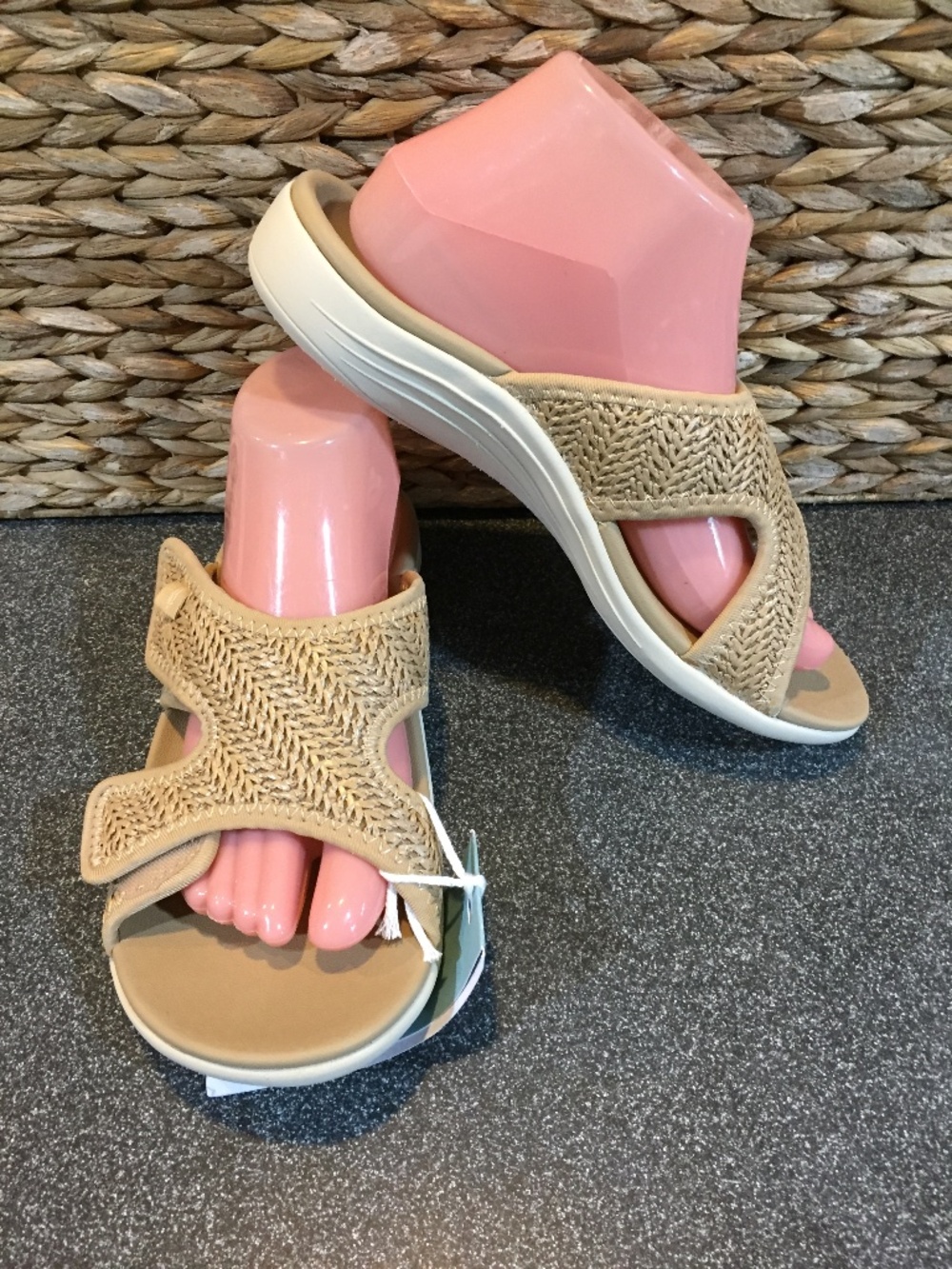 REVITALIGN Kholo Capri Beige Woven Slide Sandals